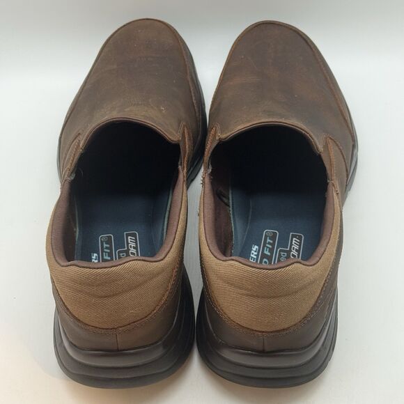 Skechers Glides Calculous 64589 Loafers Men\'s 16 Dark Brown Leather Gel Infused